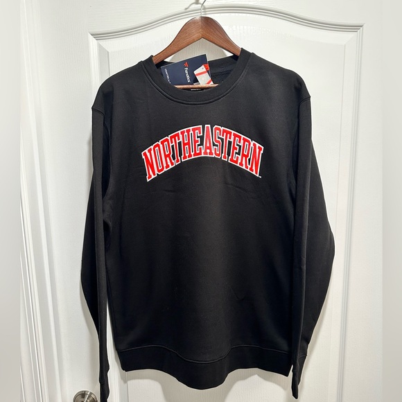 Men's Black Northeastern Huskies Fleece Crewneck Pullover Sweatshirt, Size XL - Picture 1 of 6